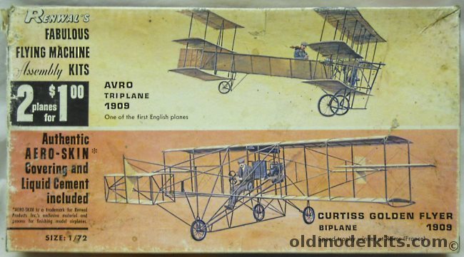 Renwal 1/72 1909 Avro Triplane and 1909 Curtiss Golden Flyer, 256-100 plastic model kit